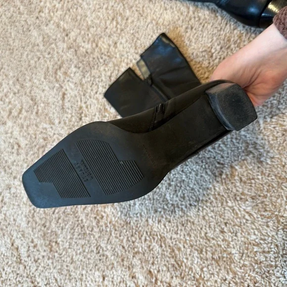 Stuart Weitzman Y2K Leather Stacked Heel Boots Size 8 - Picture 9 of 10